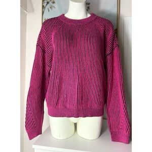 No Boundaries Pink Ribbed Knit Long Sleeve Crew Neck Sweater Women’s XL